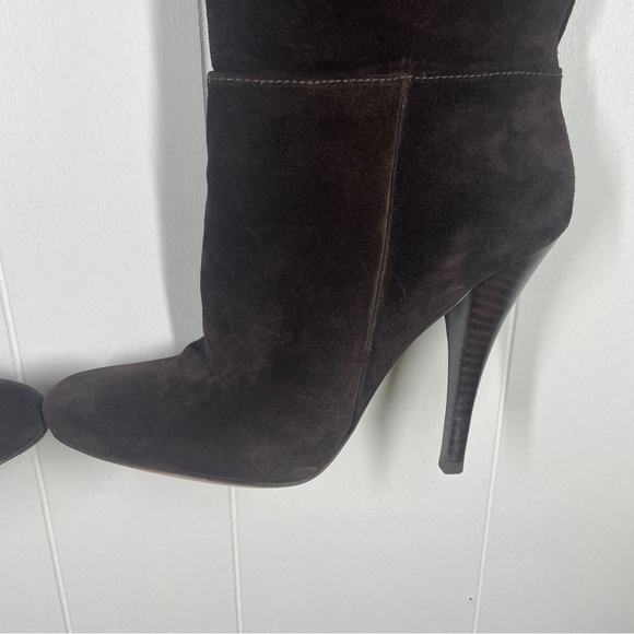Vero Curio Dameranda Dark Brown Leather Knee High Stiletto Boots 8.5 - Picture 3 of 14